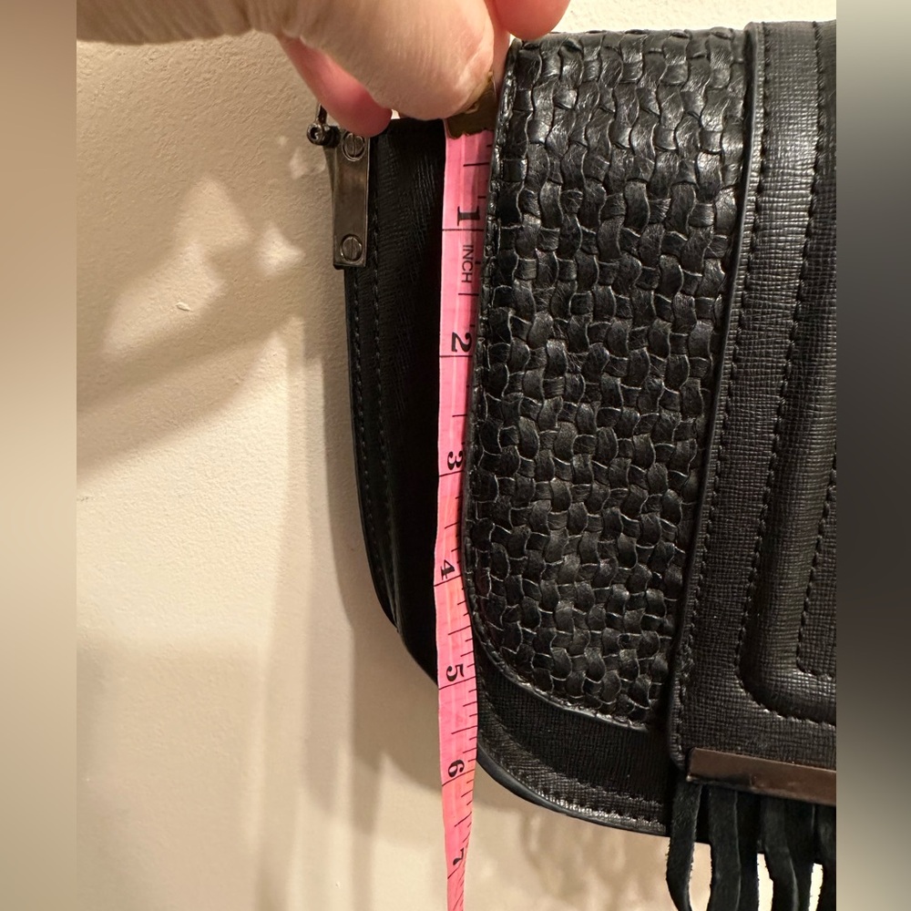 Dirty Ballerina Black Woven Crossbody Bag with Fringe - Picture 13 of 14